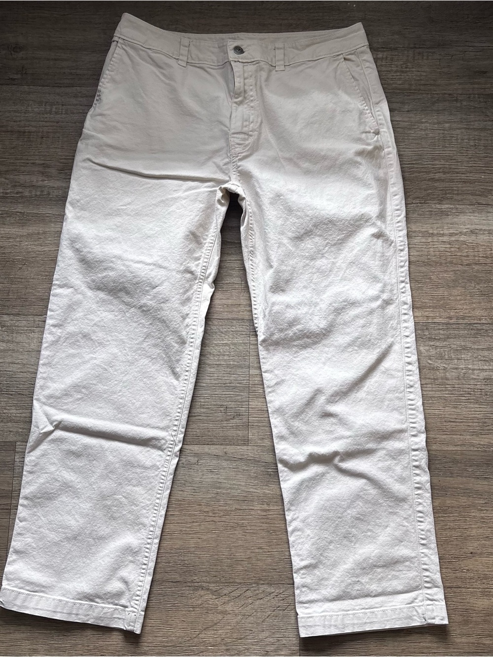 PrAna Off-White Canvas Wide Leg Utility Chino Pants Earthy Casual Workwear Sz 12